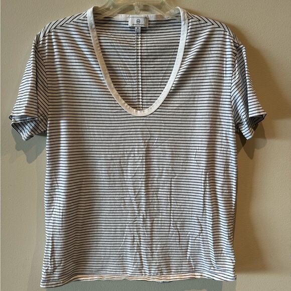 AG Adriano Goldschmeid Henson striped scoop neck tee size medium - Picture 1 of 6